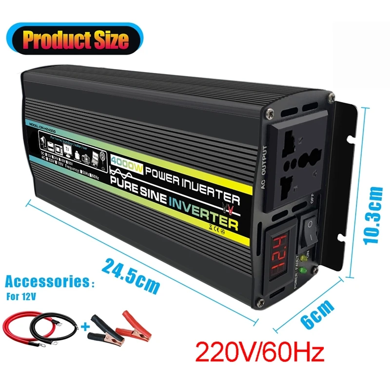 4000W Pure Sine Wave Car Inver - Ac Outdoor Power ulasan dan harga