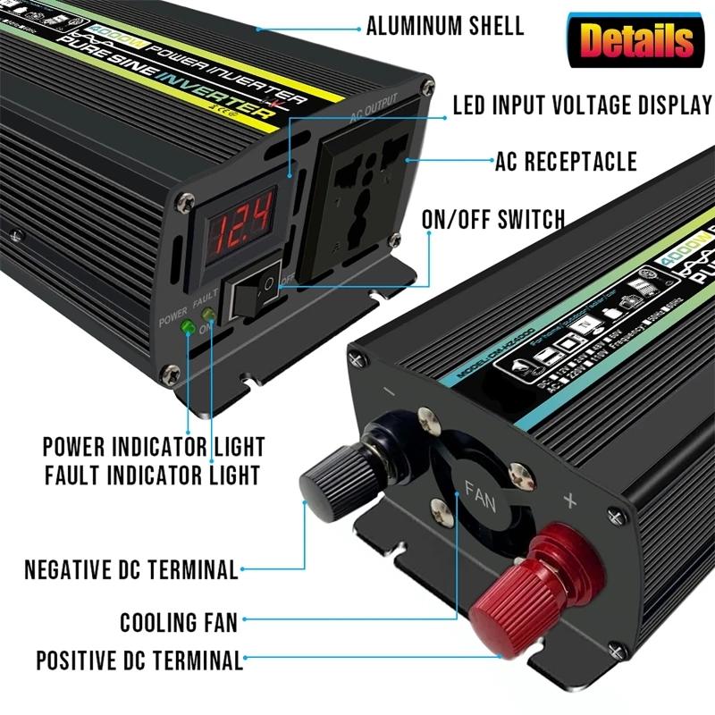 4000W Pure Sine Wave Car Inver - Ac Outdoor Power ulasan dan harga